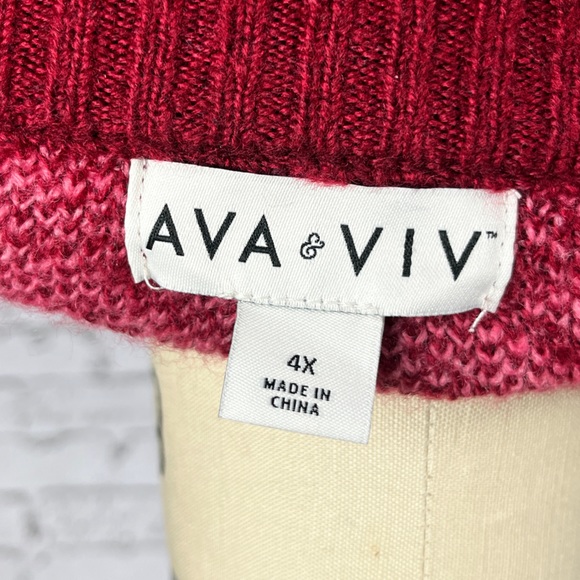 AVA & VIV | NWOT Pink & maroon pullover houndstooth sweater size 4X - Picture 7 of 7